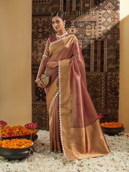 Kasee - Gold Woven Saree with Unstitched Blouse
