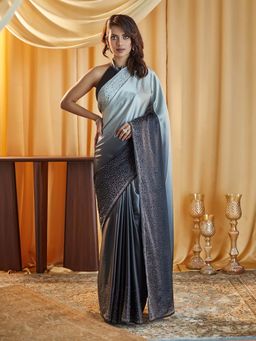 Kasee - Black Embellished Saree with Unstitched Blouse