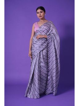 Zari Jaipur - Grey Printed Saree with Unstitched Blouse