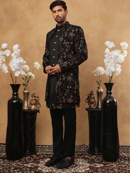 Jompers - Men Bronze Inner Kurta with Trousers and Jacket