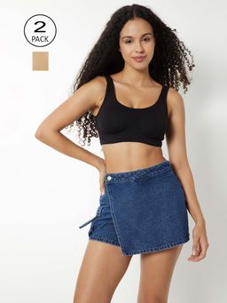 max - Multi-Color Solid Non-Padded Sports Bra (Pack of 2)