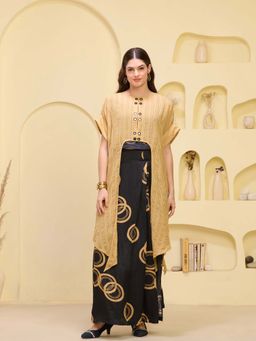 First Resort by Ramola Bachchan - Golden Mirror Hand Embroidered Cape