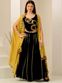 First Resort by Ramola Bachchan - Golden Mirror Hand Embroidered Shrug