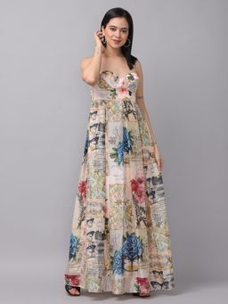 Vastranand - Beige Shoulder Strap Dress