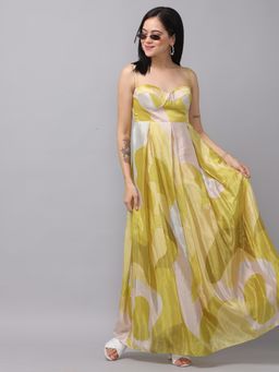 Vastranand - Spring Green Abstract Print Dress