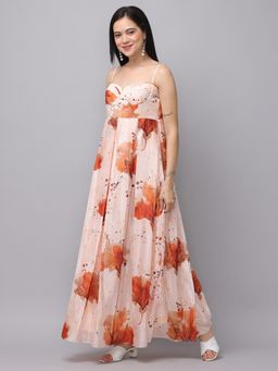 Vastranand - Peach Colour Corset Dress