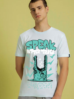 Bewakoof - Men Ice Blue Bitter Truth Graphic Printed T-Shirt