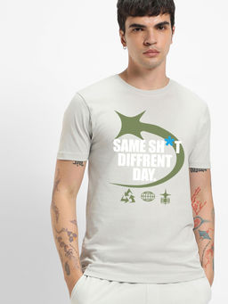 Bewakoof - Men's Grey Shit Graphic Printed T-shirt