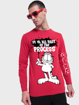 Bewakoof - Official Garfield Merchandise Men Bold Red Process Graphic Printed T-Shirt