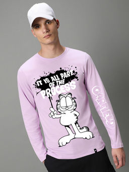 Bewakoof - Official Garfield Merchandise Men Purple Process Graphic Printed T-Shirt