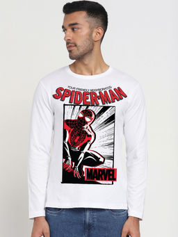 Bewakoof - Official Marvel Merchandise Men White Spiderman Graphic Printed T-Shirt