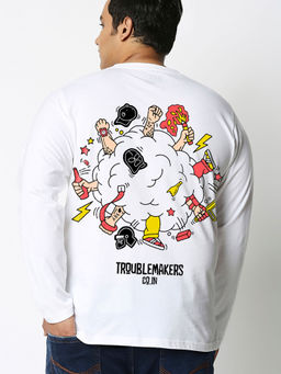Bewakoof - Men White Trouble Makers Graphic Printed T-Shirt