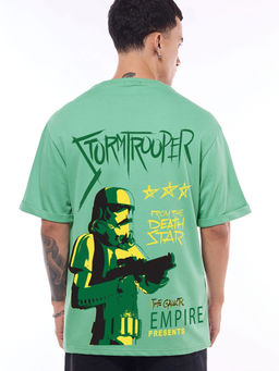 Bewakoof - Heavy Duty 1.0 Disney Men's Granite Green Storm Trooper Graphic Printed Oversized T-shirt