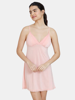 Zivame - Four-Way Stretch Baby Doll With Thong - Peach Pearl