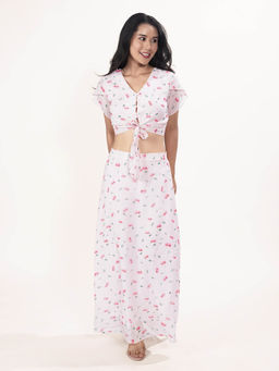 Zink London - Women White Floral Co-Ord (Set of 2)
