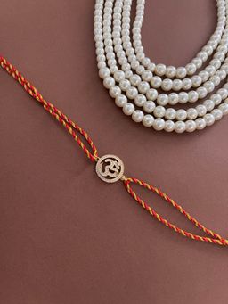 Digital Dress Room - American Diamond Om Rakhi Red & Golden Thread Rakhi for Rakhshabandhan