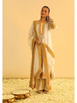 Sheetal Batra - Asmira - Daisy Ivory Long Kurta with Palazzo and Dupatta