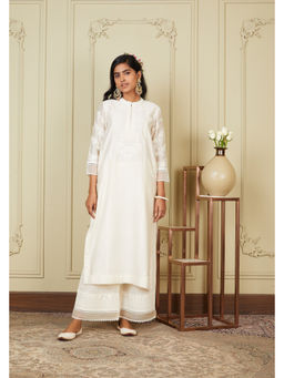 Sheetal Batra - Banafsha - Daisy Ivory Long Kurta with Palazzo and Dupatta