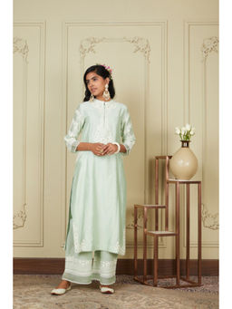 Sheetal Batra - Banafsha - Frosty Green Long Kurta with Palazzo