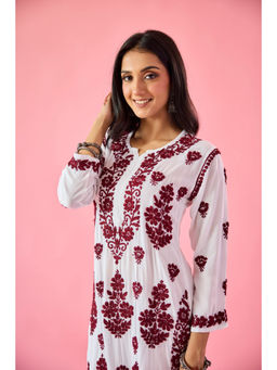 Old Marigold - Gyaani White Modal Hand Embroidered Chikankari Kurta and Pant