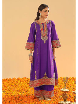 Sheetal Batra - Maisha - Deep Purple Long A-Line Kurta with Palazzo