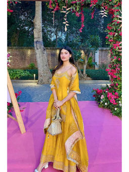 Sheetal Batra - Aabroo - Glaze Mustard Short Kurta with Sharara and Dupatta