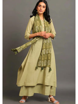 OMAANA - Pistachio Daily Dose Green Kurta with Inner and Stole