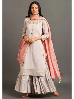 OMAANA - Mehar Blue Kurta with Sharara and Dupatta