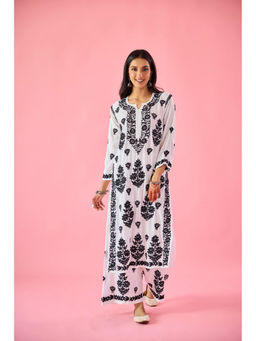Old Marigold - Aurum White Modal Hand Embroidered Chikankari Kurta and Pant