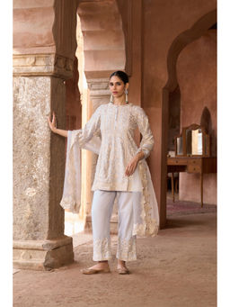 Sheetal Batra - Saboor - Blue Short A-Line Kurta with Pant and heavy Dupatta