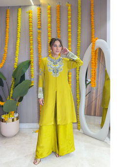 SURKH SYAHI - Women's Yellow Zaira Kurta And Palazzo