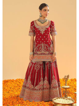 Sheetal Batra - Sehrish - Deep Red Short Kurta with Sharara and Dupatta