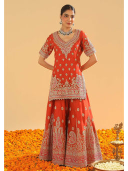 Sheetal Batra - Shazfa - Burnt Orange Short Kurta with Sharara and Dupatta