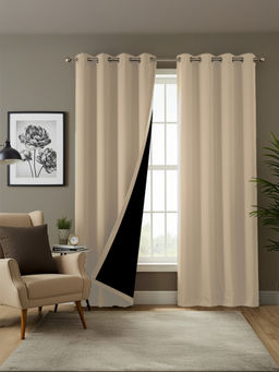 Urban Space - 100% Blackout Curtains Window Room Darkening Soft Beige