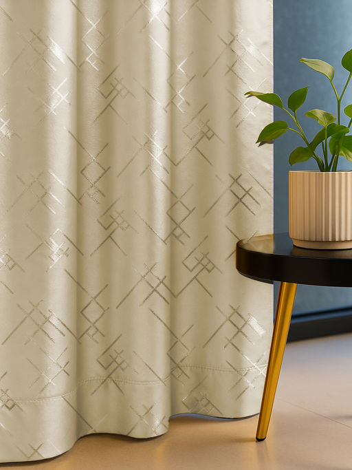 Urban Space 100% Blackout Foil Curtains, Window, Criss Cross Beige