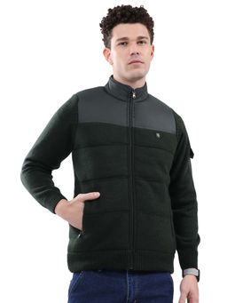 Monte Carlo - Men Green High Neck Full Sleeve Jacket