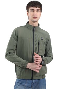 Rock.it - Men Green High Neck Full Sleeves Jacket