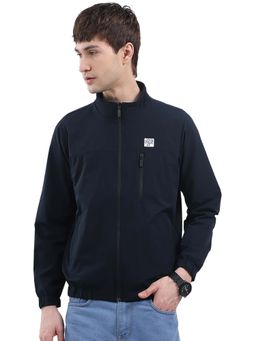 Rock.it - Men Navy Blue High Neck Full Sleeves Jacket