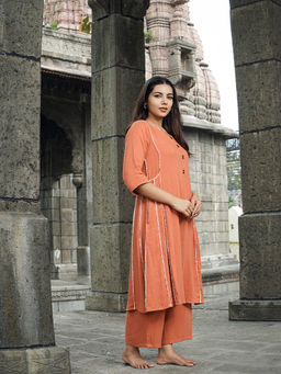 JITI - Narangi Rust Kurta with Palazzo (Set of 2)