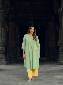 JITI - Roshni Green Kurta with Palazzo (Set of 2)