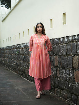 JITI - Kamya Orange Kurta with Palazzo (Set of 2)