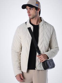 Jack & Jones - Men Off-White Collar Neck Jacket