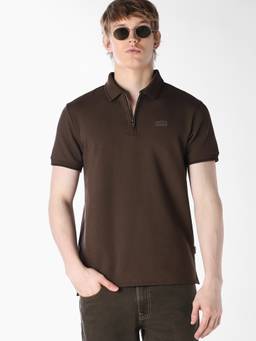 Jack & Jones - Men Dark Brown Knitted Polo T-Shirt