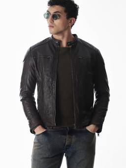 Jack & Jones - Men Black Premium Leather Jacket