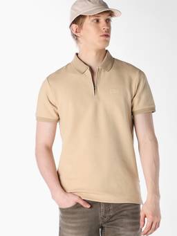Jack & Jones - Men Beige Knitted Polo T-Shirt