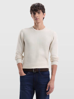 Arrow - Mens Chevron Patterned Regular Fit Sweater White