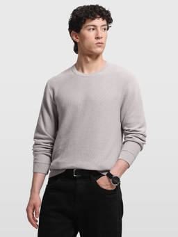 Arrow Sports - Mens Solid Regular Fit Sweater Grey
