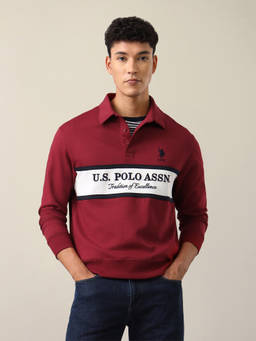 U.S. POLO ASSN. - Mens Brand Embroidered Slim Fit Sweatshirt Red