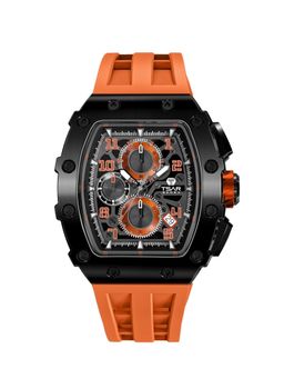 Tsar Bomba - Black Elemental Men Luxury Chronograph Orange Skeleton Dial Watch-Tb8204Q-12 (Medium)