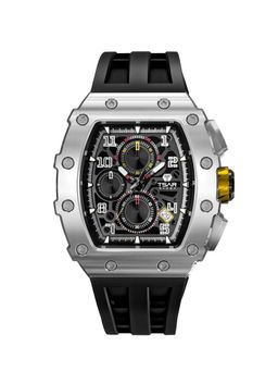 Tsar Bomba - Silver Elemental Men Luxury Chronograph Black Skeleton Dial Watch-Tb8204Q-13 (Medium)